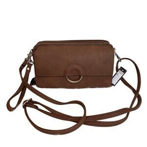 Brand New VEGAN Crossbody Brown Cell Phone Purse Wallet Shoulder Bag For Women